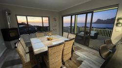Dreamview Family Suite dining room at sunset