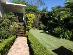 Stairs to flat at the back with wooden deck - 2 sleeper
