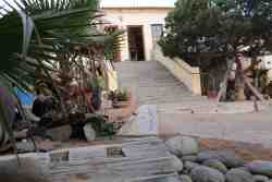 The stairs to the main building with kitchen, dining area and lounges. 