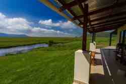 View over the dam at Pretty Pig cottage