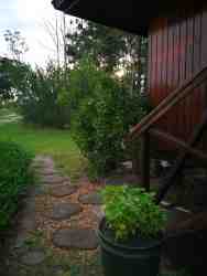 The path leading up to the Cabin. Please note that there are small stairs going up to the Cabin's front door.