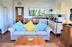Frog Cottage - lounge/dining/kitchenette looking from the deck