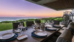 Outdoor dining with full sea views