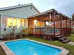 Front of the villa and pool