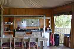 The kitchen and the living room from the tents