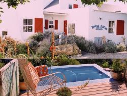 Hocus Pocus Cottage is: 
Solar Powered
Two Bedroom cottage
One double bed bedroom, own bathroom on the second floor
One bedroom with two single beds, own bathroom, on ground floor
Open plan living/kitchen
Private under roof braai/barbecue on pool deck
Inside fireplace
View from second-floor terrace
DSTV
Fibre Wi-Fi
Linen and bath towels
Pet-friendly
Established garden
100 metres from the beach
Off street parking
CCTV Security
Bring your own food, beverages, and drinkies. Bring all your own toiletries for this self-catering spot. Bring your wood and beach towels because you have your own braai and private pool.