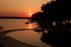 Sunset at the swimming pool