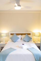 Main bedroom with sea and lagoon views