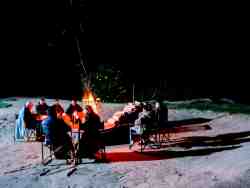 Open Air fire Boma at night.