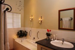 Bathrooms have shower and bath 