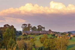 Summer clouds over the lodge complex