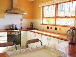 Spacious kitchen with mountain view