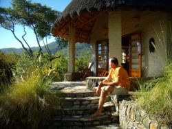 Our accommodation is tucked away on the lower slopes of a tree covered hillside.