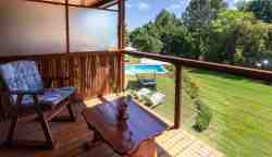 Room 3 has its own private balcony which overlooks the beautiful gardens and swimming pool