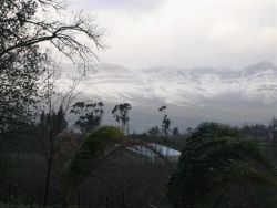 Snow on mountains in winter
