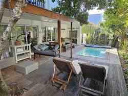 The pool braai and patio area is where you will have privacy and be protected from the elements 