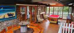 Cottage 3 - upstairs, entrance, braai facilities & communal pool table