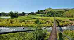 On-Site River with Wooden Crossing Bridge