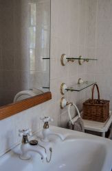 a private bathroom with shower,