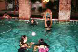 Swimming pool at night