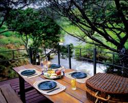 Lunch on the deck over the river