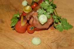 Lamb dumpling, tomato & dhania
