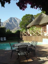 Pool with mountains.
