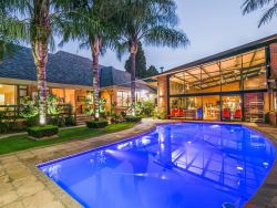 Outdoor heated swimming pool.