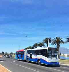 The T01 MyCiti bus stops 300 m from the entrance to Woodbridge Island