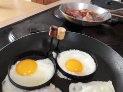 Eggs and bacon for you?