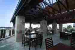 Deck area overlooking lagoon and sea