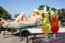 Relaxing at the pool