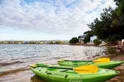 Complimentary SUPs and kayaks are available on the beach