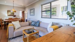Open plan living area with sea views
