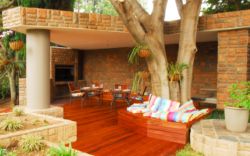 Wooden deck for garden entertainment