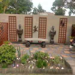 The garden area at the parking area at the main gate