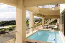 Heated swimming pool on patio